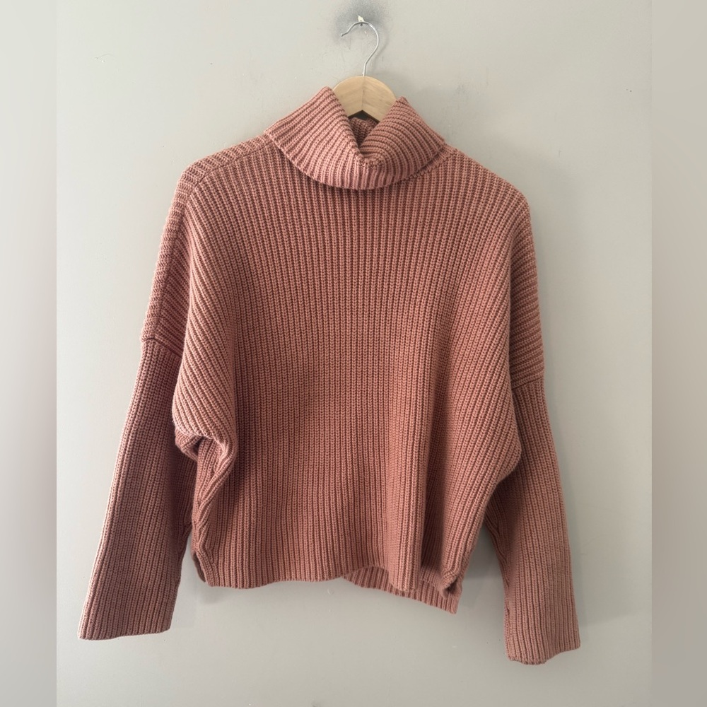 Abercrombie & Fitch Chunky Turtleneck Sweater XL Tan/Pink - Picture 3 of 5